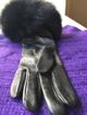 Перчатки новые versace италия кожа чёрные мех лиса песец двойной размер 7 7,5 44 46 s m